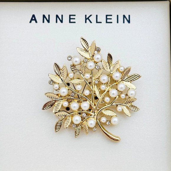 Anne Klein Brooch w/Faux Pearls and Rhinestones - New in Box - Picture 2 of 8